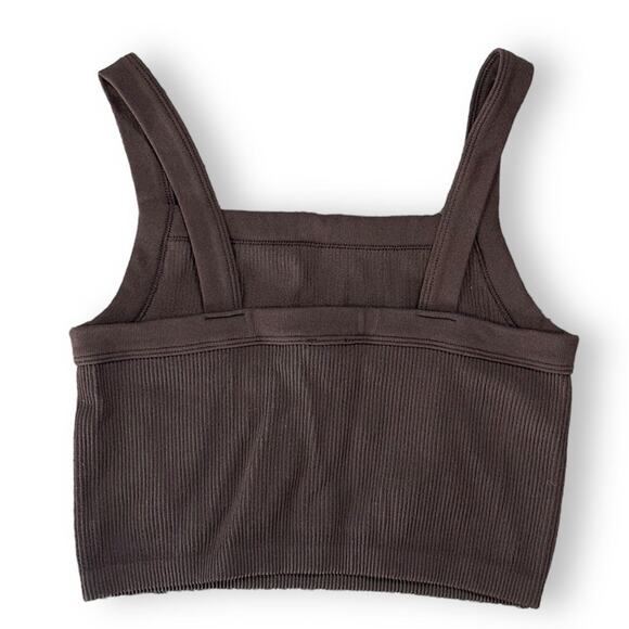Cotton On Ribbed Seamless Square Neck Crop Top M/L Brown Stretchy Crop Tank - Picture 4 of 9